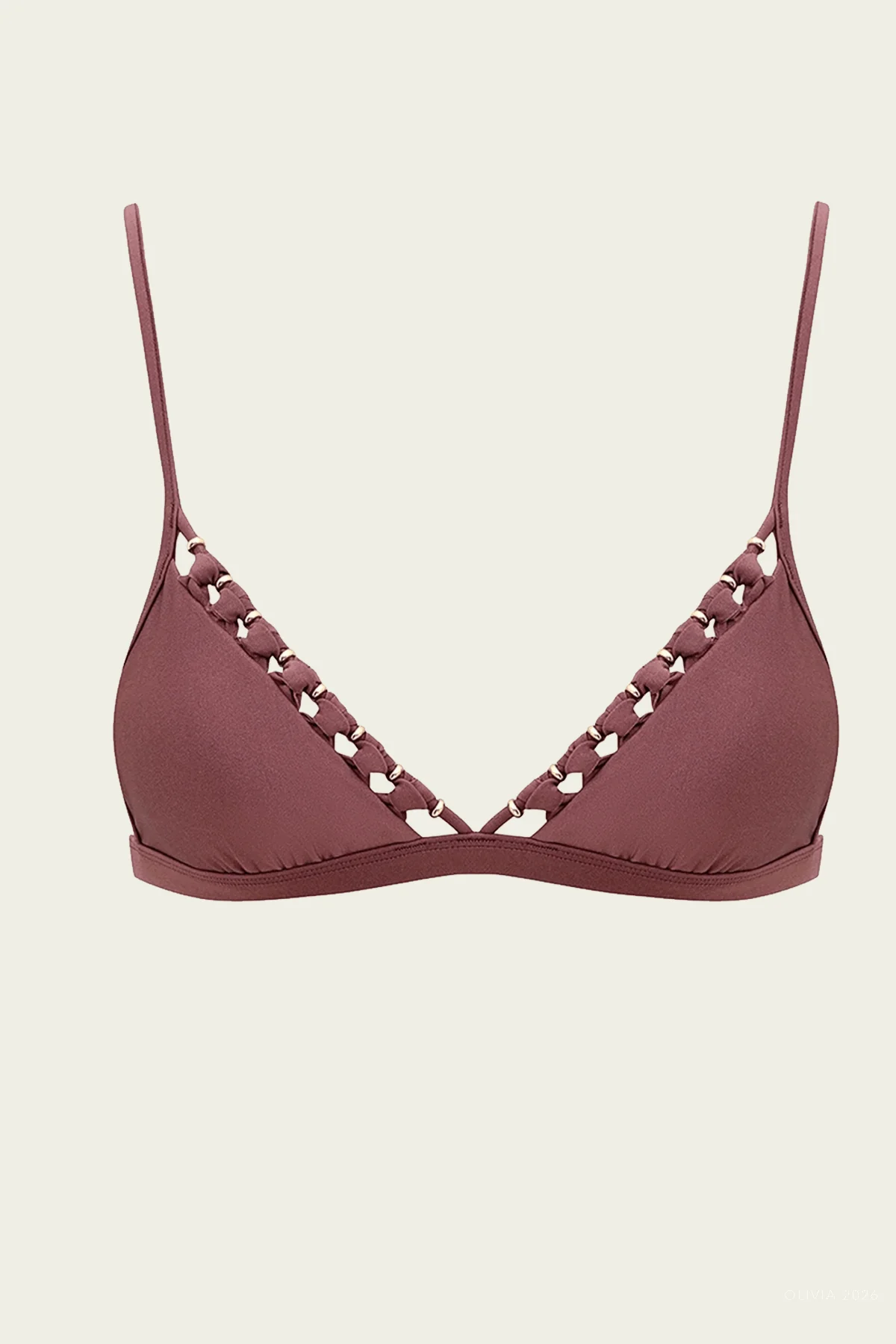 Aster Bead Detail Bikini Top in Vintage Mauve